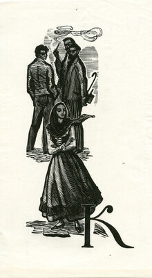 Билль Александра Феликсовна. Лот из трех эскизов обложки и 12 буквиц к книге М. Горького «Сказки об Италии»